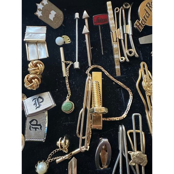 Bundle jewelry lot 100pc mens vintage antique cufflinks tie bars tacks 1lb 4oz - Picture 6 of 12